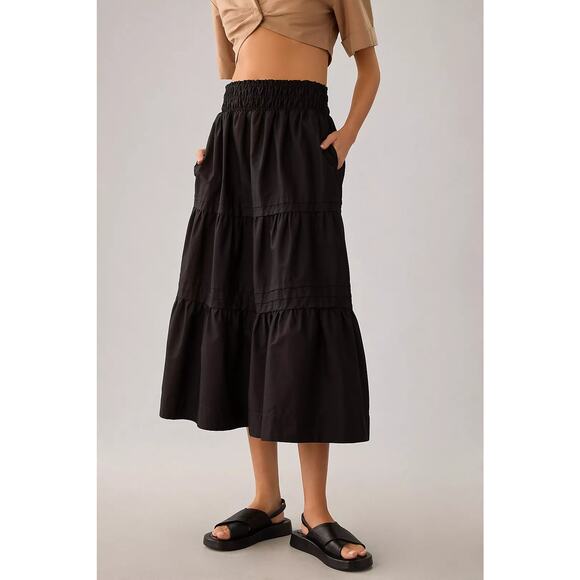 Anthropologie Maeve The Somerset Maxi Skirt Black - Picture 3 of 11
